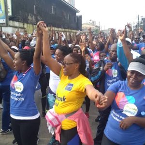 Health Walk with the MD of Ecobank (right) next to the lady in Yellow Tee, championing the slogan ‘‘Together for better Health’(1) (1)