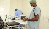 Anaesthetist ascertain the functionality of a patient monitor at Ndu Baptist HC