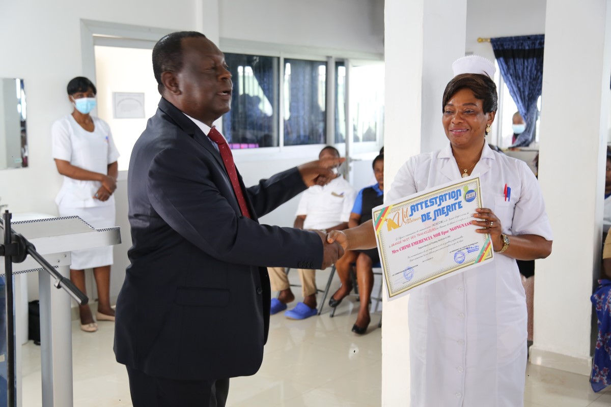 The Supervisor of Nursing Services at the NBH Mrs. Chimi Emerencia recognised for quality services to humanity through the Grand Awards of Workers