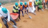 Breaking the ground for construction works to begin