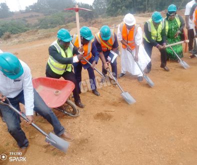 Breaking the ground for construction works to begin