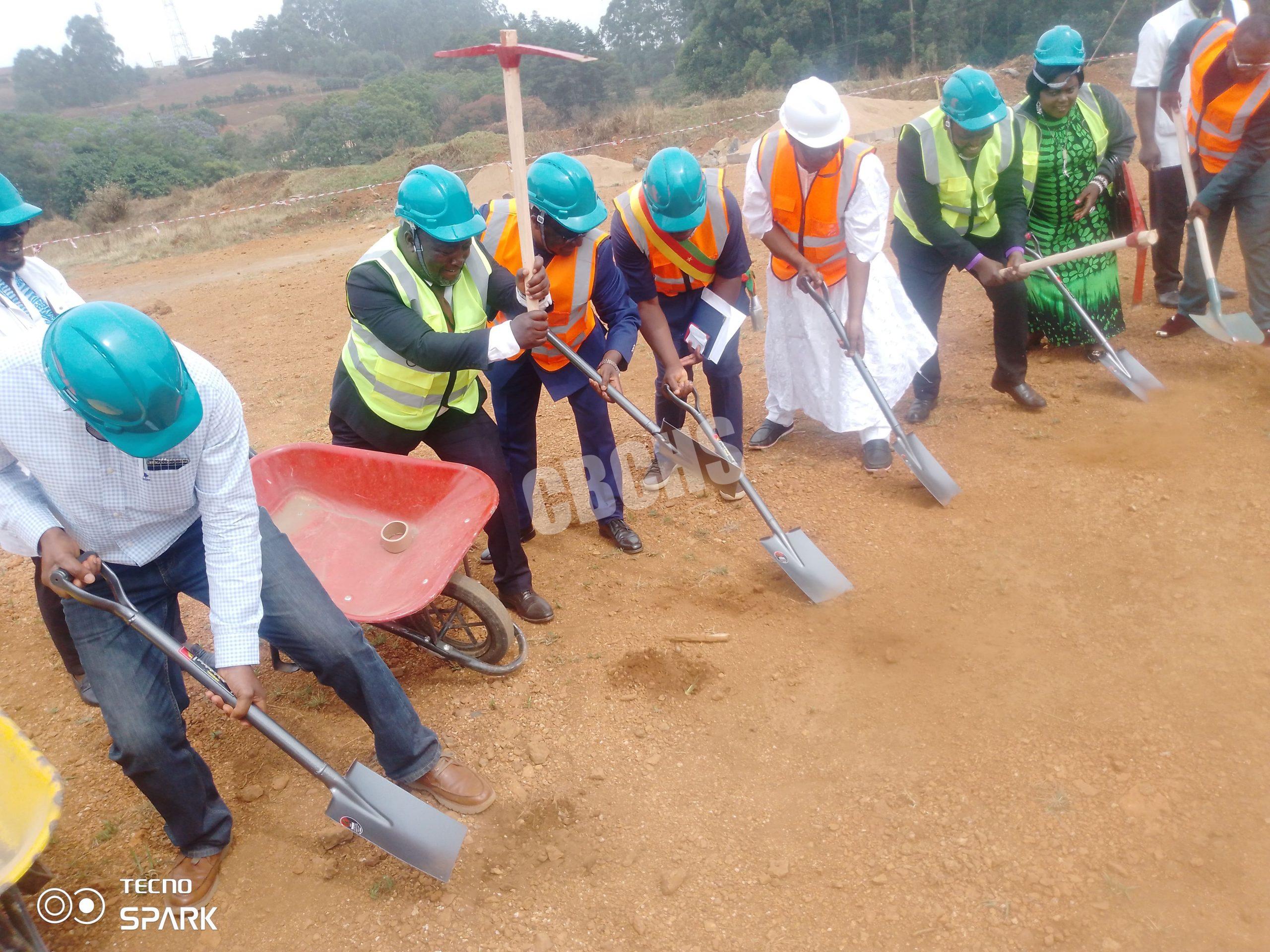 Breaking the ground for construction works to begin