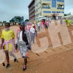 Staff of Ekoundoum on a walk to commeorate World Hypertension Day