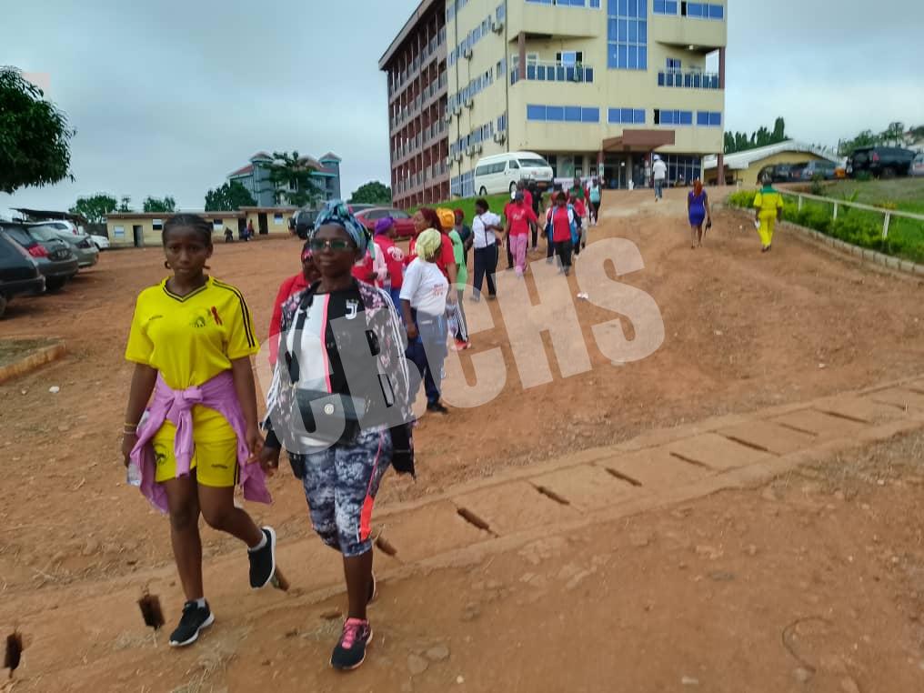 Staff of Ekoundoum on a walk to commeorate World Hypertension Day