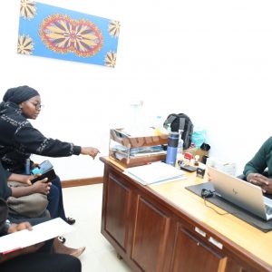 The Obstetric Fistula Coordinator (first from left) introducing the project to the Administrator in charge of Personnel