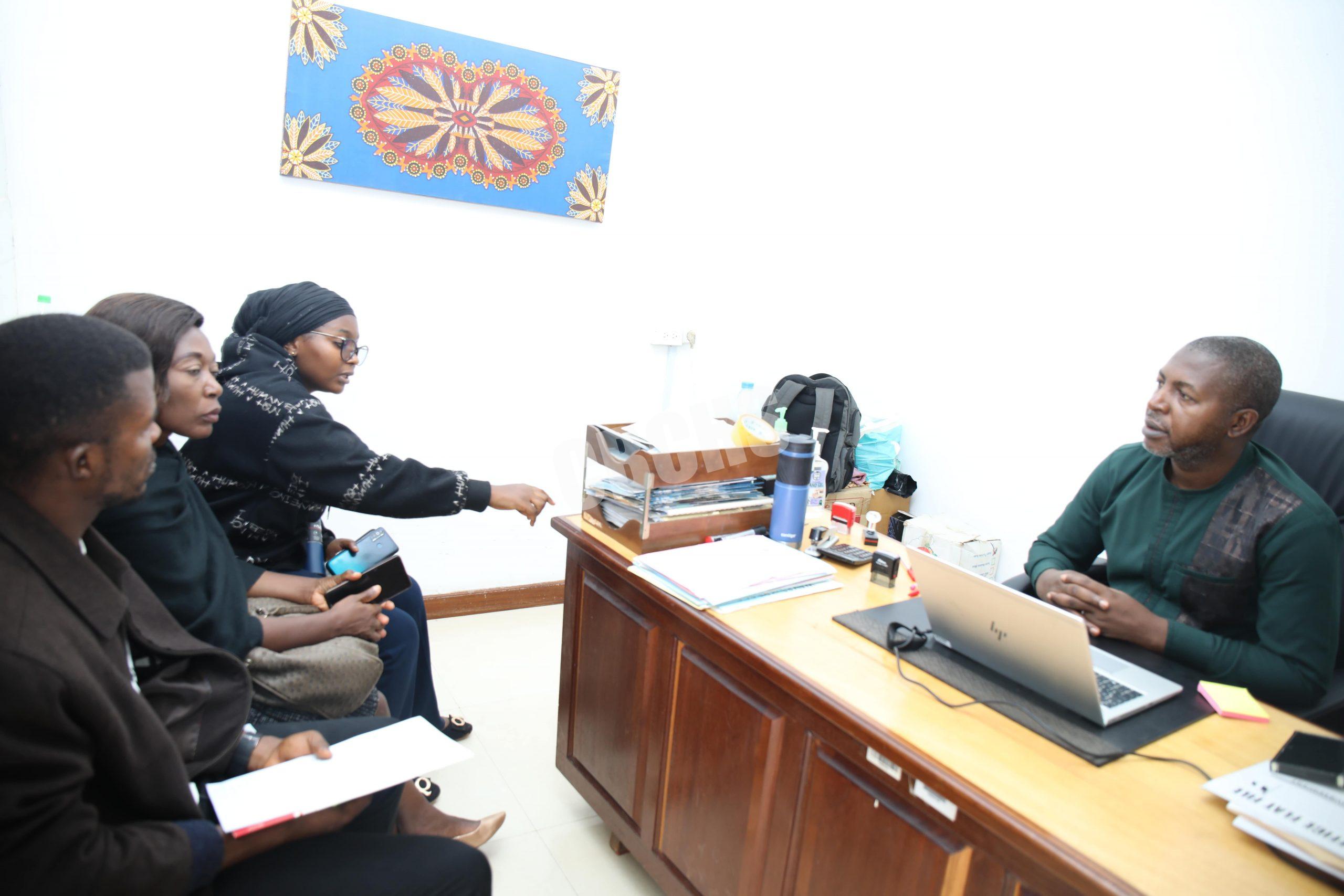 The Obstetric Fistula Coordinator (first from left) introducing the project to the Administrator in charge of Personnel