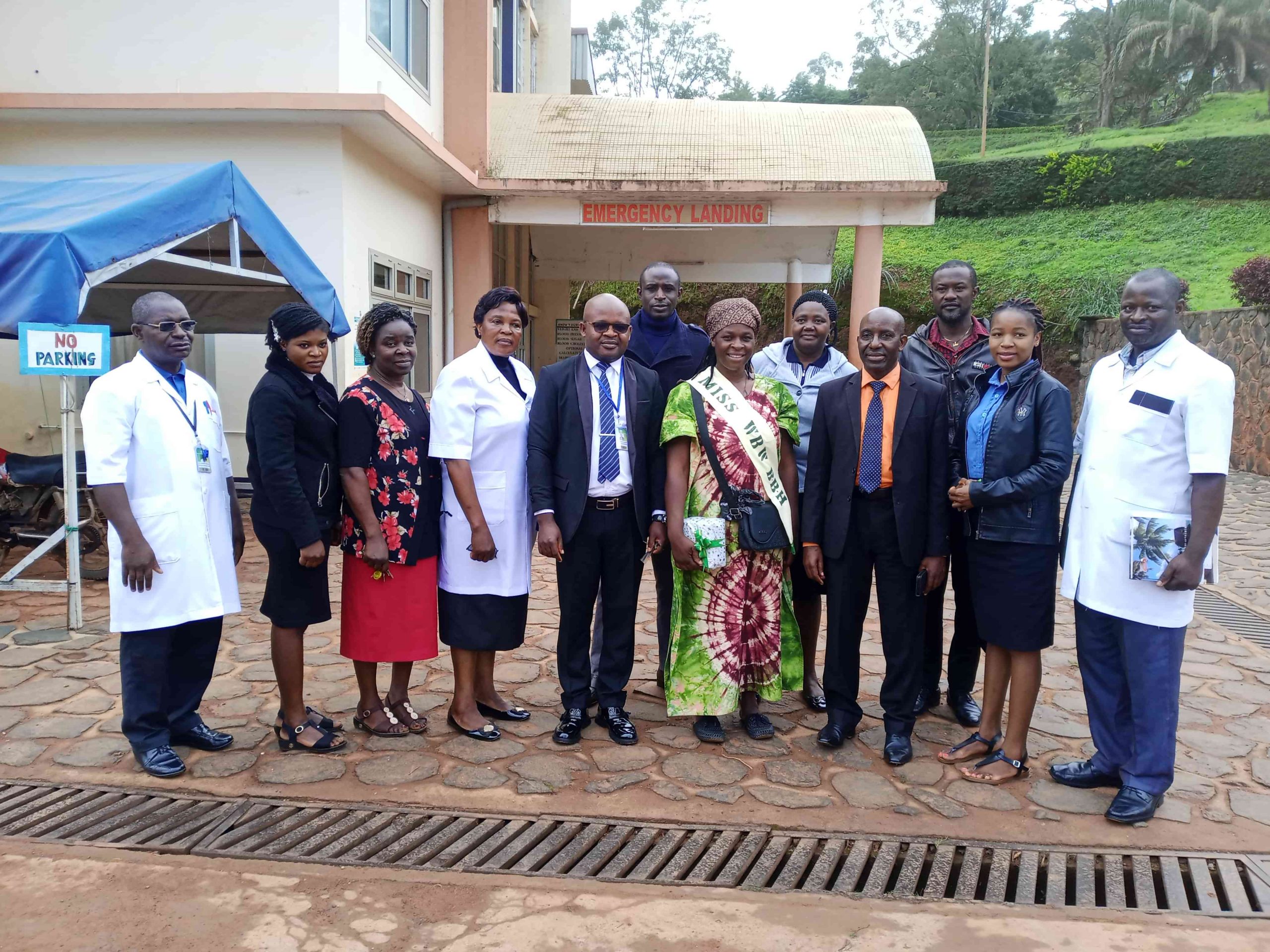 Miss World Breastfeeding Week of Banso Baptist Hospital poses with Administrator & Administrative staff