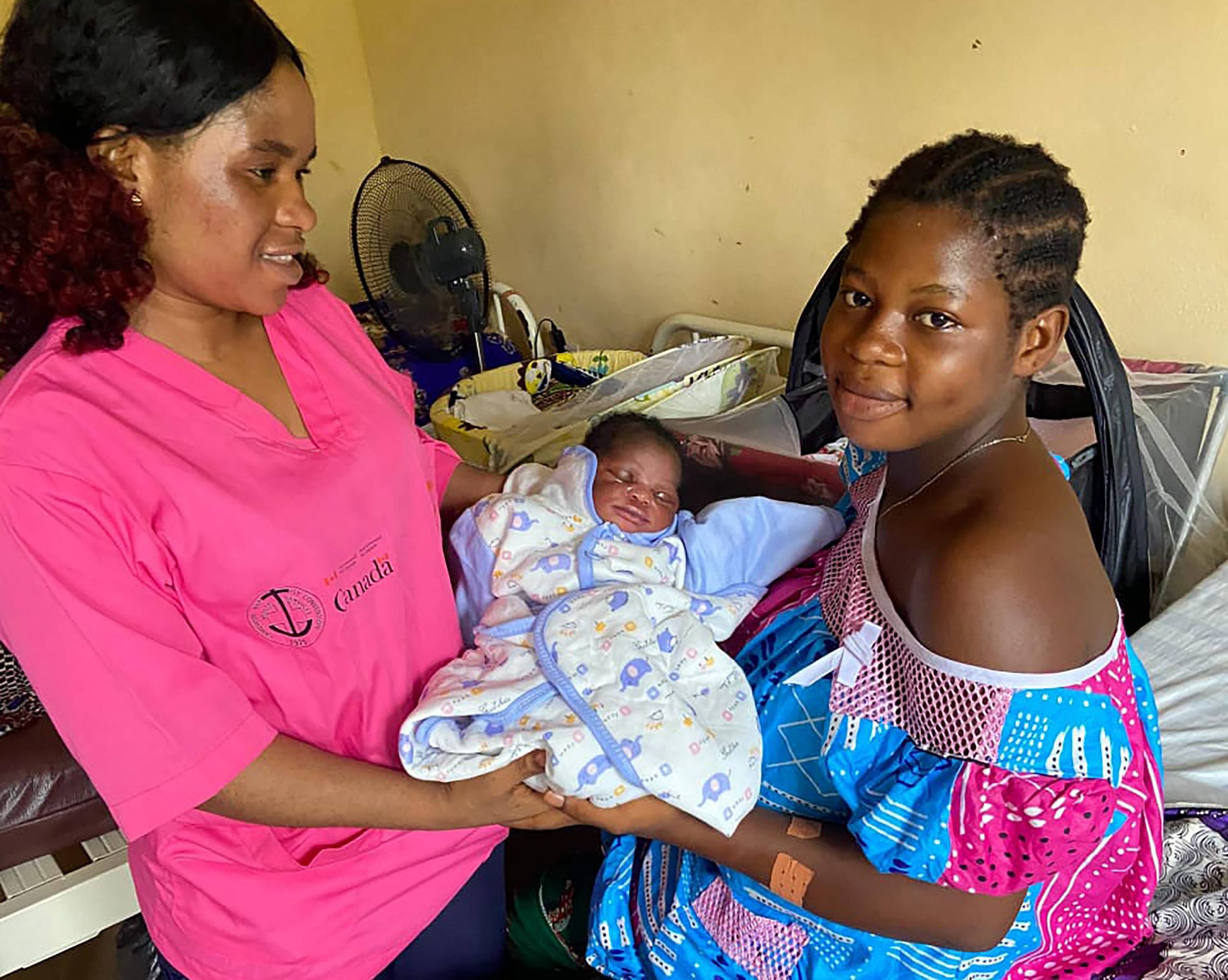 A happy young mother after a safe delivery at the mamafe District hospital