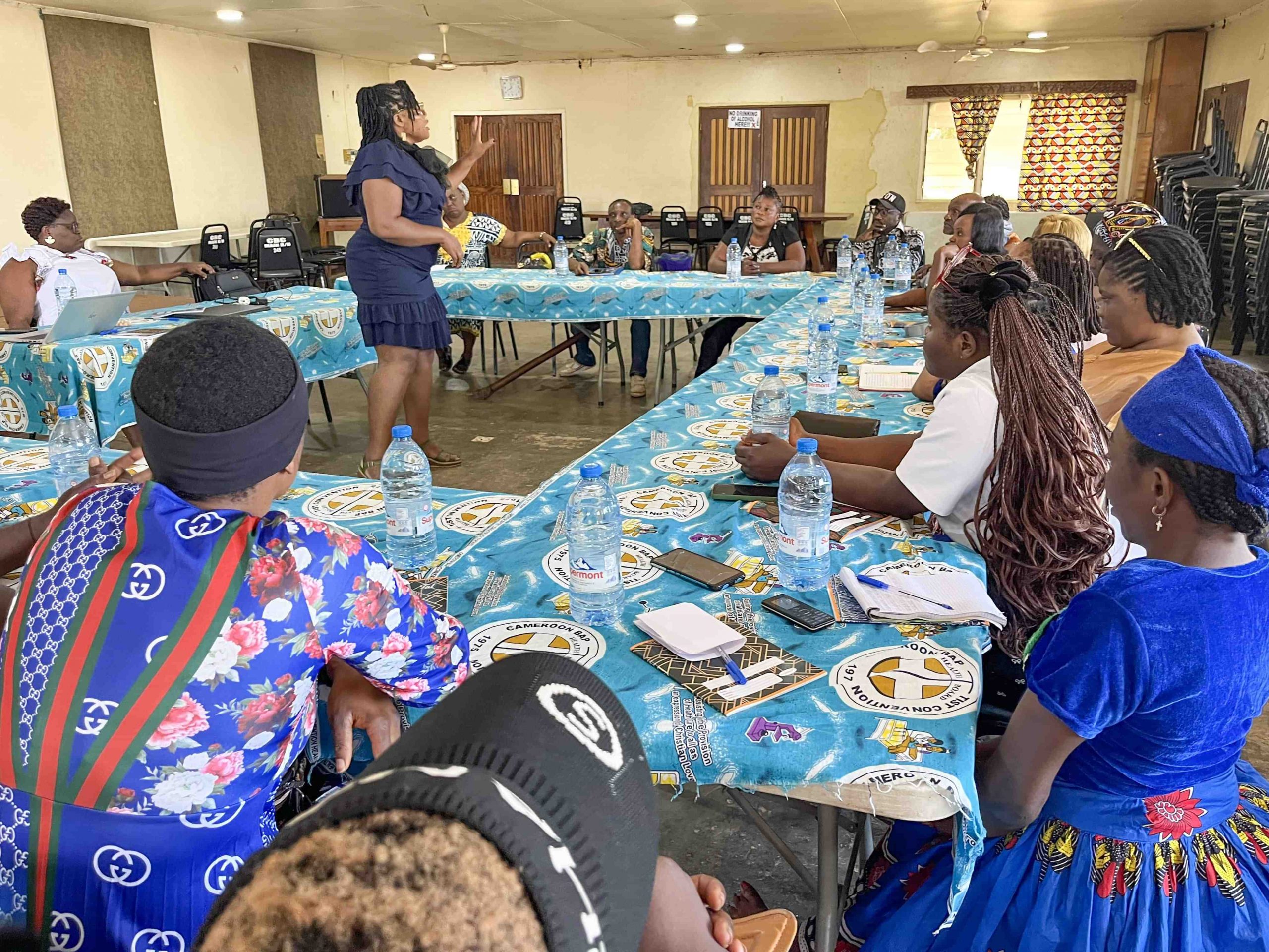 CBC Health Services' GBV Expert, Mme. nsono Josephine discussing some life touching scenarios with participants