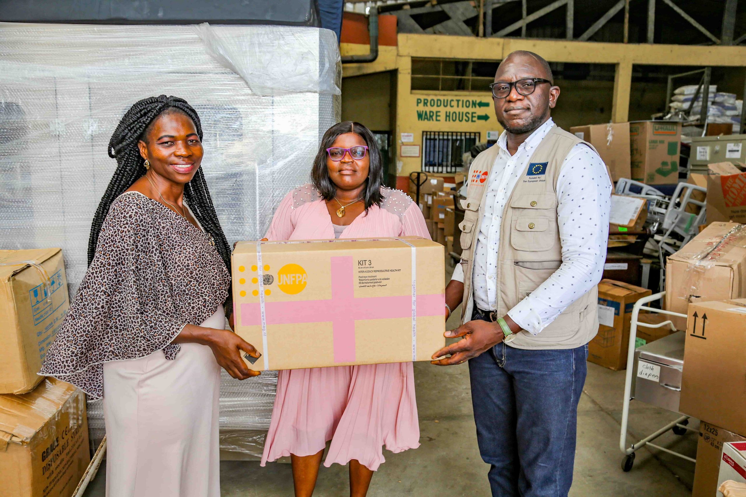 L-R The SRH Focal person from the Regional Delegation of Public health for the SW - Mrs. K. Sarah, Mrs Yong Blessing CBCHS-UNFPA project coordinator and Dr. Auguste Sam,