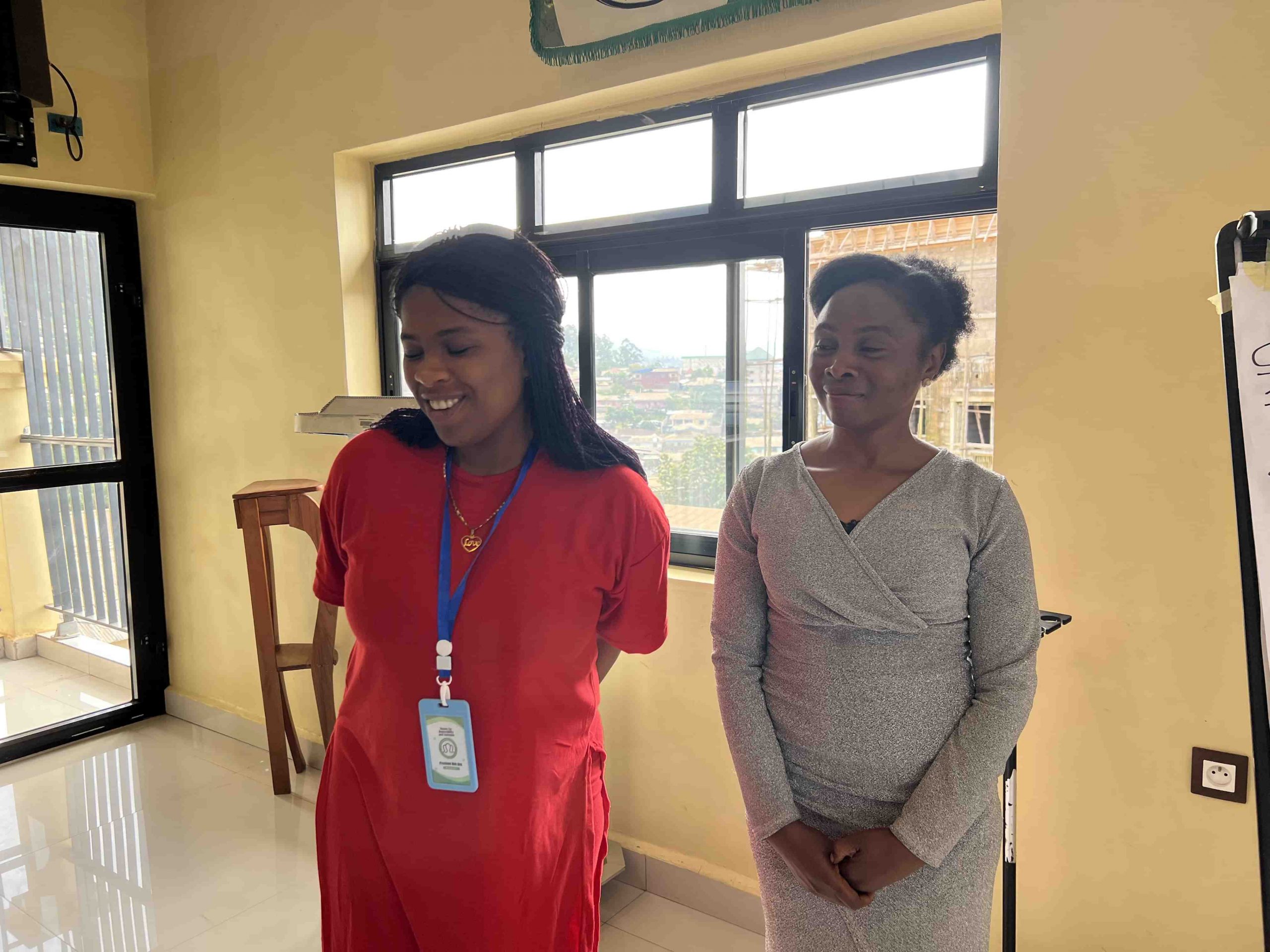 Visually impared student with team mate