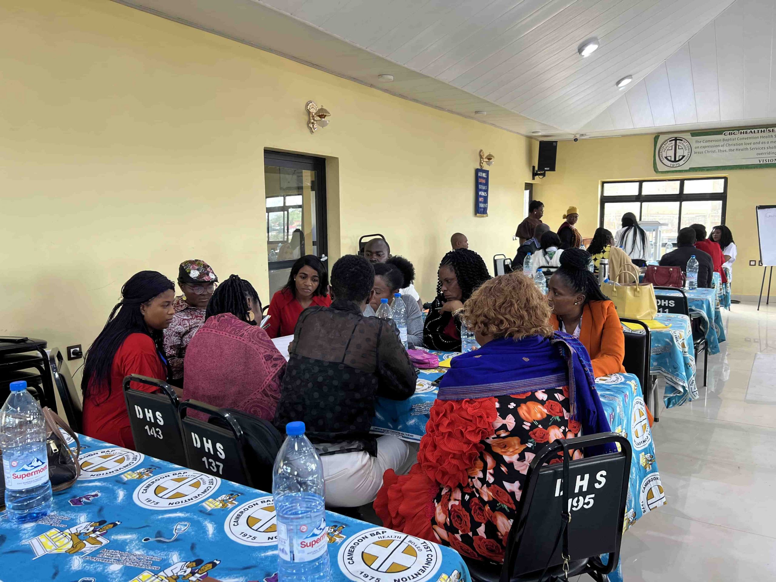 students in team building exercise