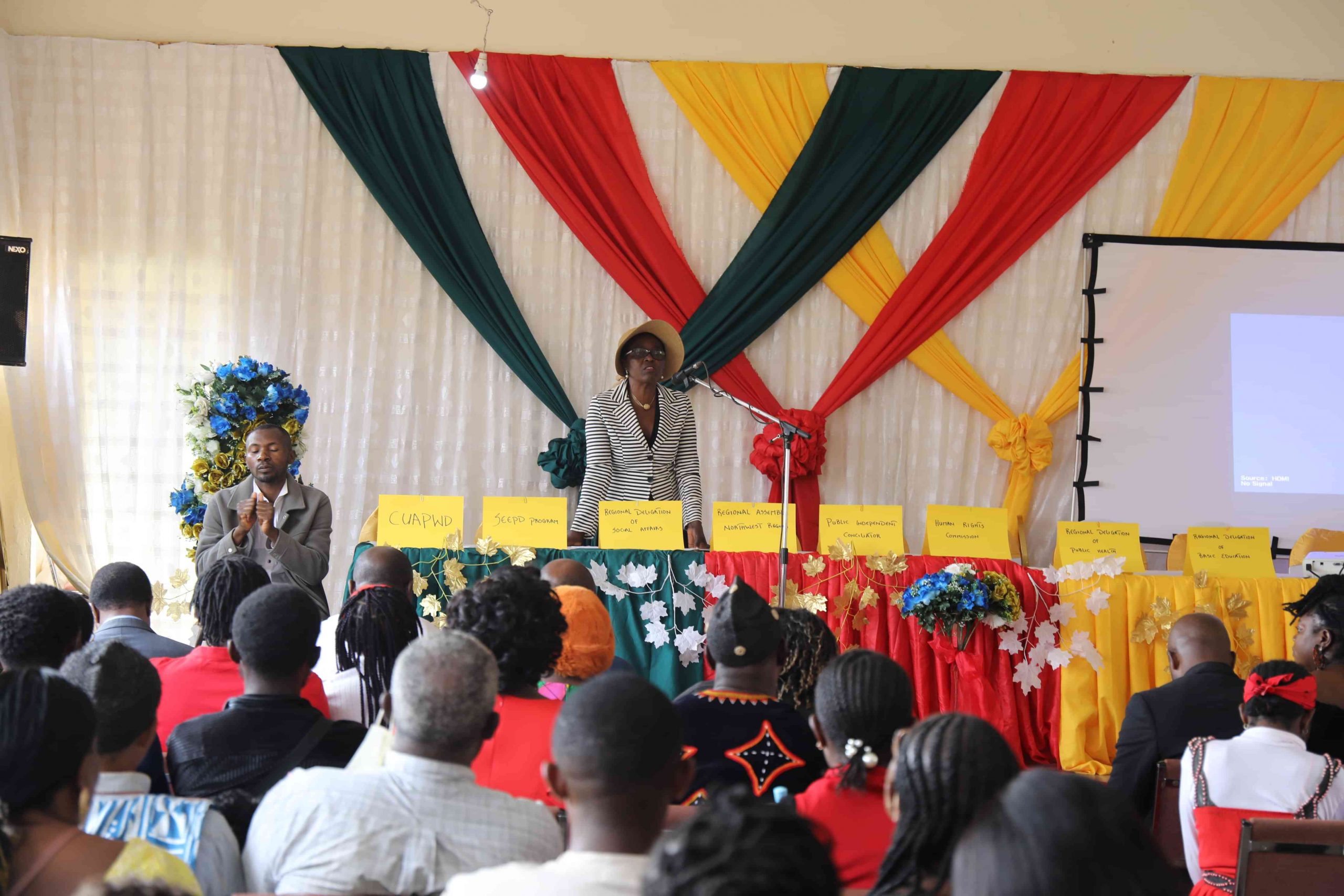 NW Regional Delegate of Socia] Affairs, Rebecca Ntemekem addressing stakeholders