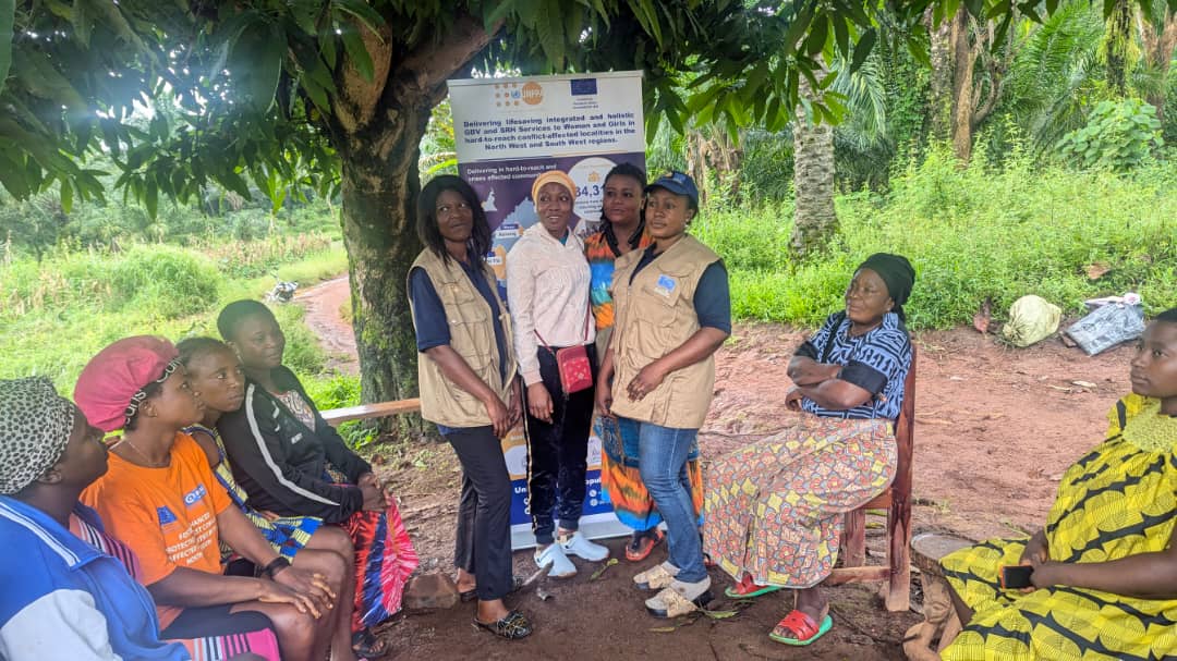 UNFPA ECHO Midwives at Finkwi Team up with WA Cameroon another implementing parter, to do community Sensitization