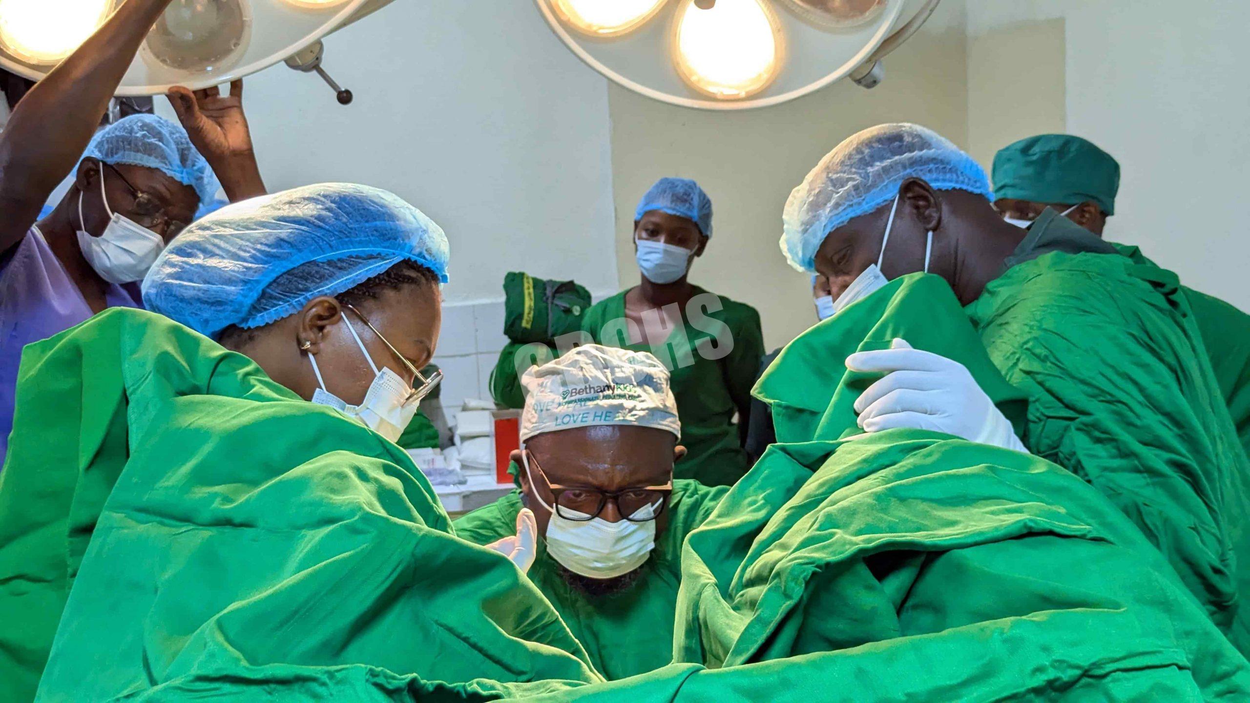 Surgical repair of a woman in the theater