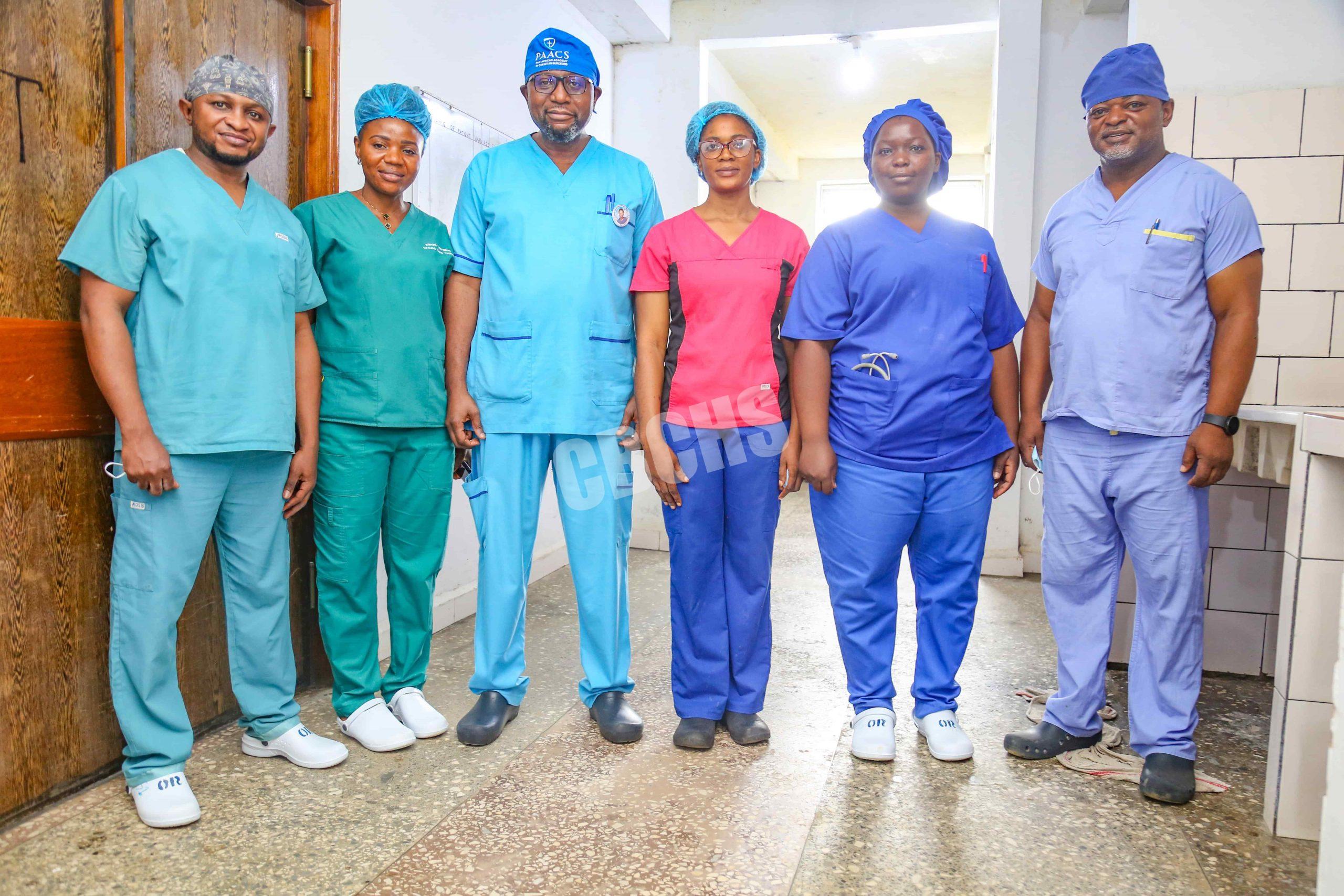 The surgery team pose for a general picture after a hectic surgery day