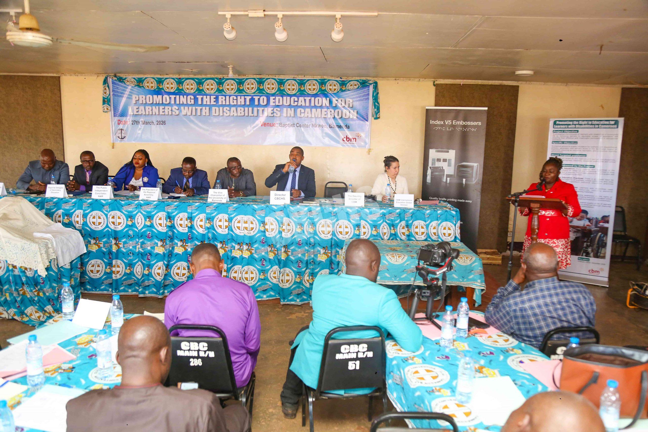 CBM Country Director’s representative, Madame Mispa Teboh committing her organization